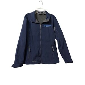 Eddie Bauer Womens Navy Blue Fleece Lined Softshell Full Zip Jacket with Embroid